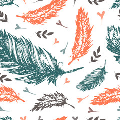 Vector doodle seamless pattern in boho style