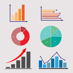 Business data market elements charts diagrams and graphs flat icon design - vector illustration.