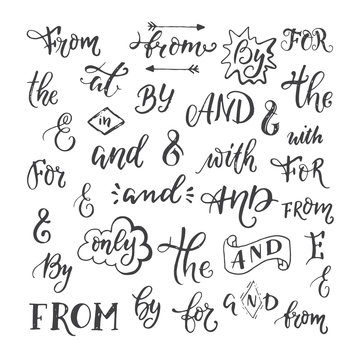 Hand sketched ampersands and catchwords vector symbols