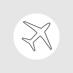 Airplane line icon design on gray background. Vector illustration.