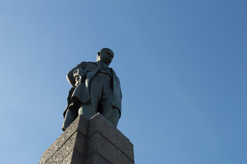 KANIV, UKRAINE - OCTOBER 14: Taras Shevchenko monument on Taras Hill or Chernecha Hora in Kaniv, Ukraine on October 14, 2018. 