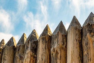 fence traditional pointed logs parallel protection of the fort europe outdoor