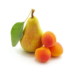 Fresh pear and apricots.