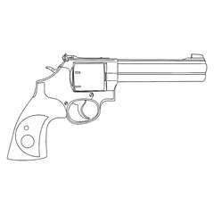 monochrome vector drawing of a pistol in black and white