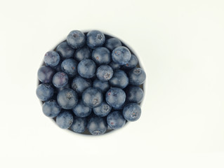 close up top view blueberry on bowl