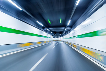 Blurry chromatic color tunnel car traffic motion blur. 