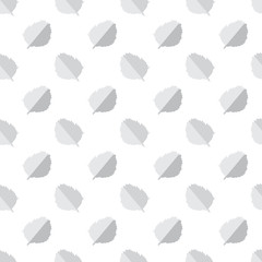 Vector seamless pattern with grey autumn leaves on a white background.