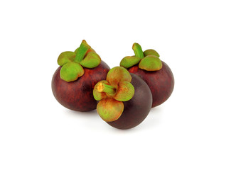 ripe mangosteen fruit on white background