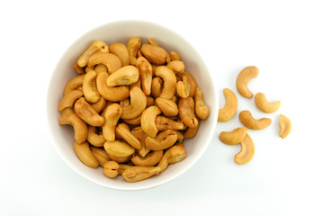 top view of roasted cashews nut