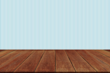 Empty wooden table blurred of restaurant cafe background and reception room, can be used for display or montage your products