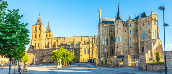Panoramic view from Eduardo de Castro place at Santa Maria del Astorga Cathedral in Astorga - Spain