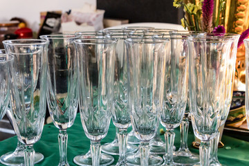 high glasses Czech glass bohemia champagne group of glasses patterned ornament