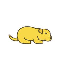 Newborn puppy dog. Animal pets. Little young Labrador retriever. Yellow pup with contour line. Vector illustration.