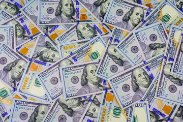 Background of the many american one hundred dollar banknotes