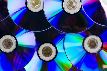  digital disks in blue reflection