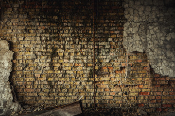 Abandoned damaged building wall