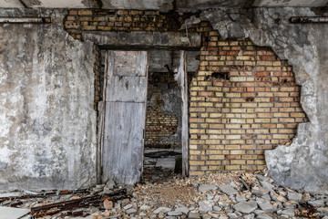 Abandoned damaged building wall