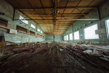 Abandoned Sport Hall in School of Pripyat Chernobyl