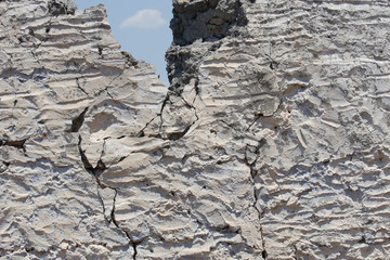 Cracked house wall in Kayakoy village.
