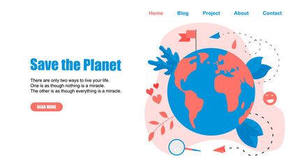 Web Template. Concept save the planet and environment	