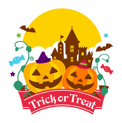 Happy halloween / cartoon pumpkin ( Jack o lantern ) character vector illustration