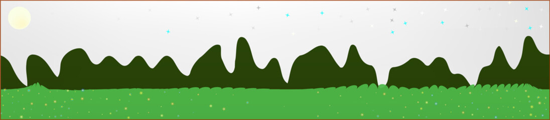 White neutral sky, and mountains landscape. 