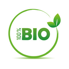 100 percent bio green quality symbol with leaf vector illustration EPS10