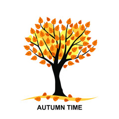 Naklejka na ściany i meble Vector illustrations of Autumn time card with tree