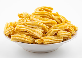 Indian Traditional Spicy Snack Ghatiya Also Know as Ganthiya, Papdi, Gathiya Are Deep Fried Snack Made From Chickpea Flour.