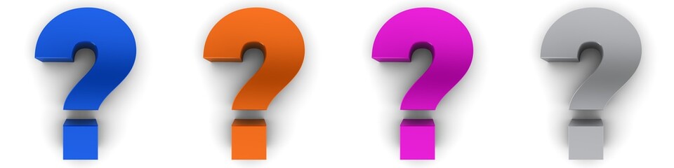 question mark icon set 3d blue orange pink silver multi colored queries interrogation points