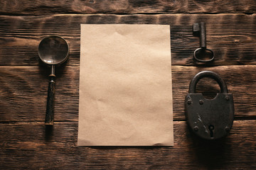 Download Top Secret Document Mock Up On A Wooden Table Of Secret Service Agent Flat Lay Background Wall Mural Dmitriy