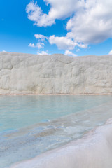 Pamukkale, Travertine natural hot spring pool in Turkey. Sunset