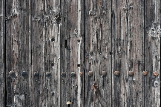 Old wooden gates with iron handles,Wooden gates