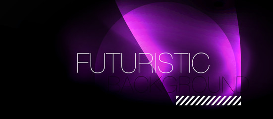 Dark background with neon color waves, vector template