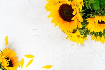 Foto op Plexiglas Sunflowers on white © neirfy