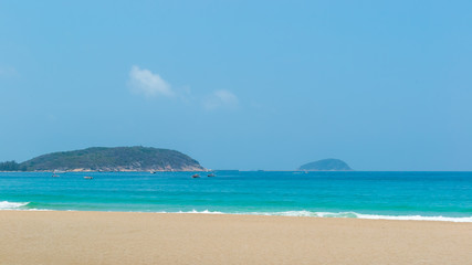 Tropical paradise beach and sea landscape. Travel, tourism concept and beach vacation