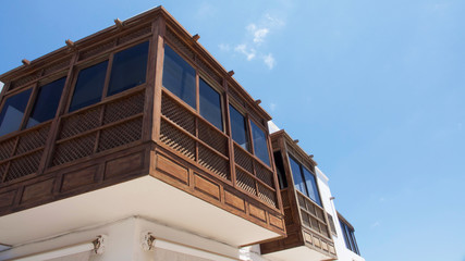 Pretty exterior of building on the Spanish island of Lanzarote.
