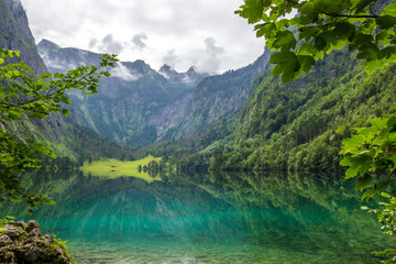 Fototapeta na wymiar mountain lake Obersee in Bavaria in Alps