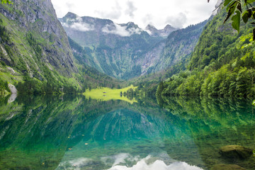 mountain lake Obersee in Bavaria in Alps