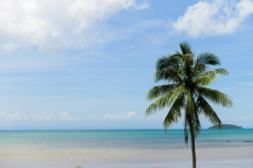 Obraz na płótnie Canvas Summer beach in Thailand, blue ocean, sand, and sunshine