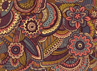 Decorative hand drawn doodle nature ornamental curl vector sketchy seamless pattern