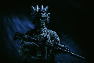 Army special forces fighter low key studio shoot