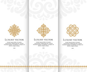 Luxury set of decorative icons.Vector vintage elements. Can be used as logo and emblem design. Great for wallpaper or background decoration.