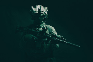 Army special forces fighter low key studio shoot