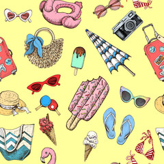 Summertime sketch hand draw pattern.