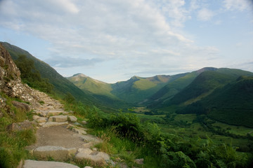 Fototapeta na wymiar View at the Landscape of Glen Nevis on the Way Up to Ben Nevis, Scotland