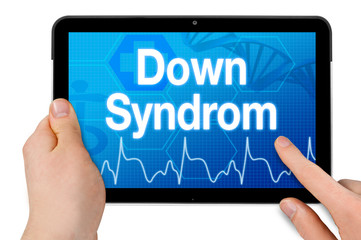 Tablet with touchscreen and diagnosis downs syndrome isolated