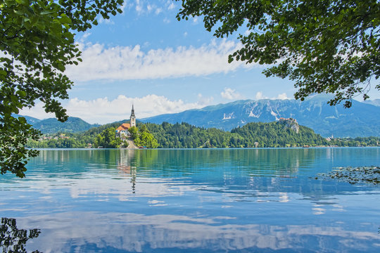 Lake Bled on a beautiful summer day