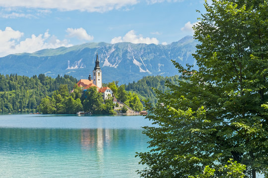 Lake Bled on a beautiful summer day