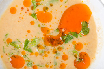 Chicken fillets with walnut sauce.